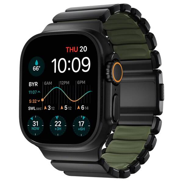 Remienok NOMAD Stratos FKM na Apple Watch 45/46/49mm, titanový čierny/zelený

