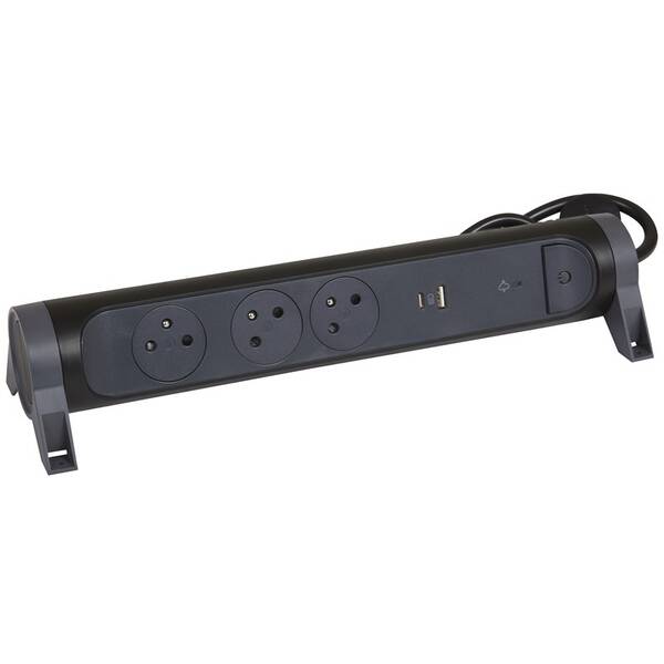 Prepäťová ochrana Legrand 3x zásuvka, USB, USB-C, 1,5m čierna

