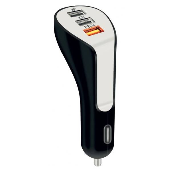 Adaptér do auta WG 3x USB, QC 3.0, 7.0A čierny/biely


