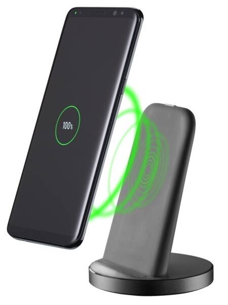 Nabíjací stojan CellularLine Wireless Fast Charger Stand, s funkcí rychlonabíjení čierny

