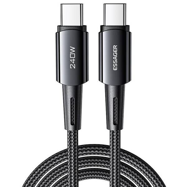 Kábel Essager Sunset USB-C / USB-C 2.0 5A, 240W, 1m čierny

