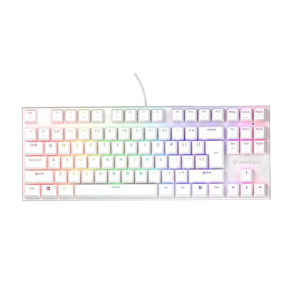 Klávesnica Genesis THOR 303 TKL RGB, Outemu Peach Silent, US layout biela

