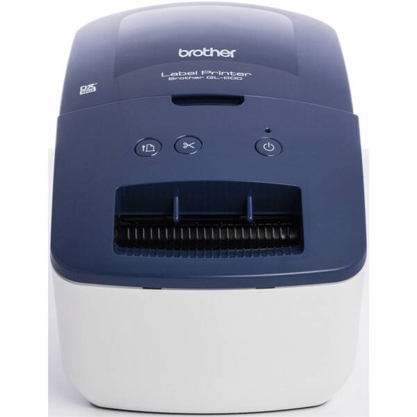 Tlačiareň štítkov Brother QL-600 biela/modrá

