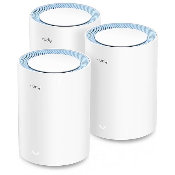 Kompletný Wi-Fi systém Cudy M1200 AC1200 Wi-Fi Mesh, set 3 ks biely

