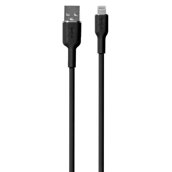 Kábel Puro Soft Lightning/USB-A 12 W, 1,5 m čierny


