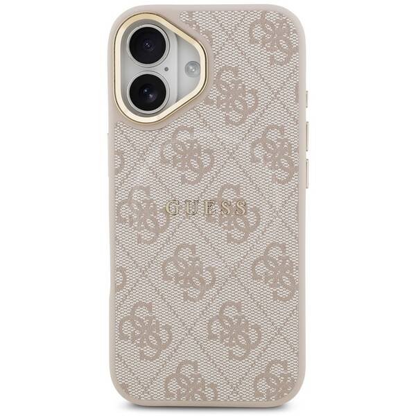 Kryt na mobil Guess PU Leather 4G Gold Frame MagSafe na Apple iPhone 17 ružový

