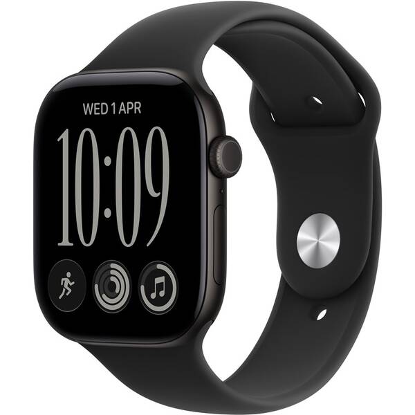 Inteligentné hodinky Apple GPS + Cellular 42 mm černý hliník, černý sportovní řemínek - S/M 


