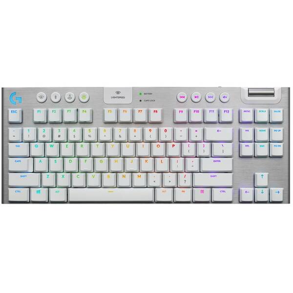 Klávesnica Logitech G915 TKL Lightspeed Tenkeyless RGB, Tactile, US biela

