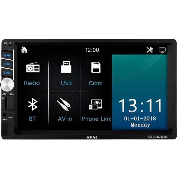Autorádio s LCD AKAI CA-2DIN7135S čierne

