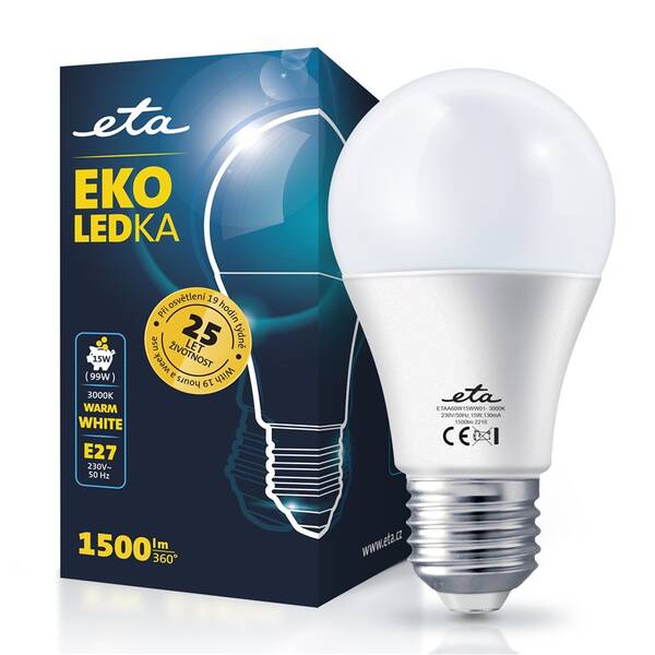 LED žiarovka ETA EKO LEDka klasik 15W, E27, teplá biela 

