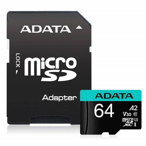 Pamäťová karta ADATA MicroSDXC 64GB (100R/80W) + adaptér 

