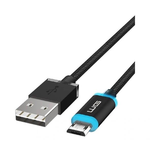 Kábel WG USB-A/micro USB, LED Light, 1 m čierny

