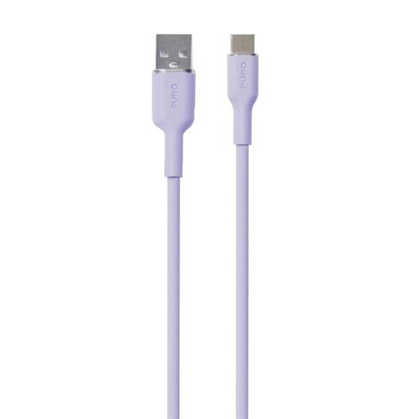 Kábel Puro Soft USB-C/USB-A 60 W, 1,5 m fialový

