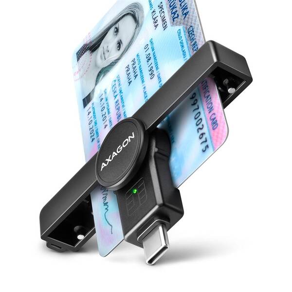 Čítačka eObčianok Axagon USB-C PocketReader čierna

