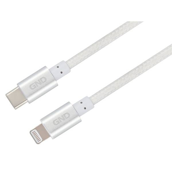 Kábel GND USB-C / Lightning, MFI, opletený, 1m biely

