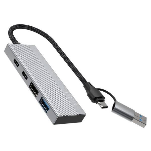 USB Hub FIXED USB-C 4-port, USB-A adapter sivý

