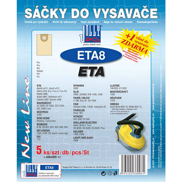 Vrecká pre vysávače Jolly ETA 8 (5 ks) 

