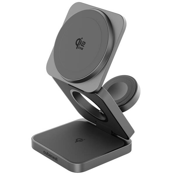 Bezdrôtová nabíjačka Cubenest SQ312S Pro 3v1, Qi2.2 pre Samsung sivá

