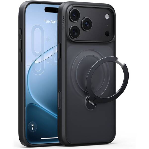 Kryt na mobil Torras Ostand Q3 Spin na Apple iPhone 18 Pro Max čierny


