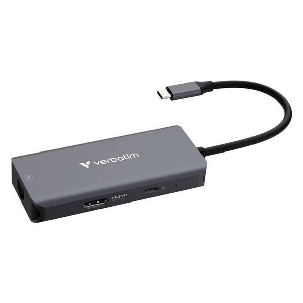 USB Hub Verbatim USB-C Essentials Multiport Hub 6 port - 3x USB 3.2 GEN 1 / HDMI /  USB-C PD / RJ-45 sivý

