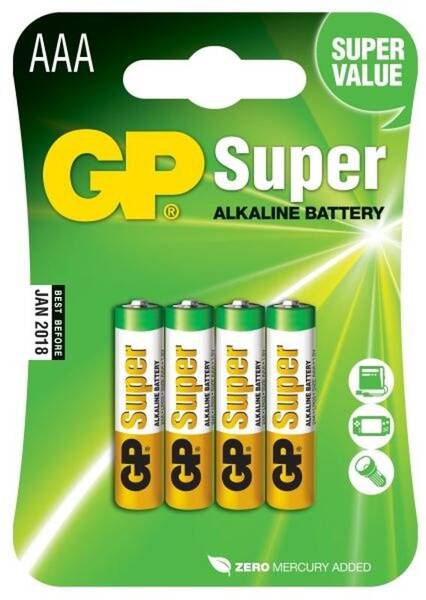 Batéria alkalická GP Super AAA, LR03, blister 4ks 

