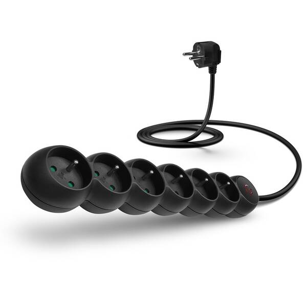 Kábel predlžovací Connect IT 230 V, 6 zásuviek, s vypínačom, 5m čierny

