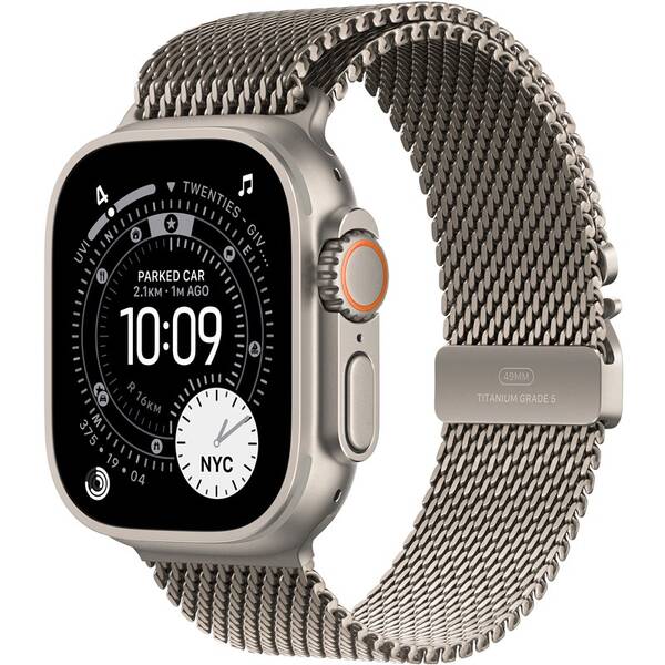 Inteligentné hodinky Apple GPS + Cellular 49mm prírodný titán - prírodný titánový milánsky ťah - L 

