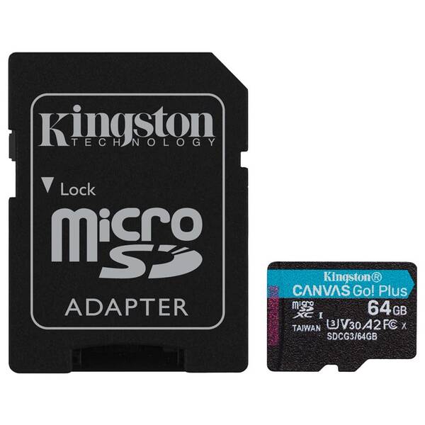 Pamäťová karta Kingston MicroSDXC 64GB UHS-I U3 (170R/70W) + adaptér 

