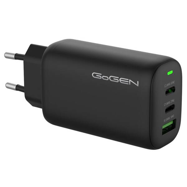Nabíjačka do siete GoGEN ACHPD 365, 2× USB-C PD, 1× USB-A, 65W čierna

