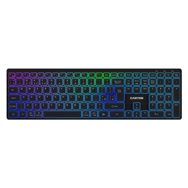 Klávesnica Canyon HKB-W11 RGB Dual Mode CZ čierna

