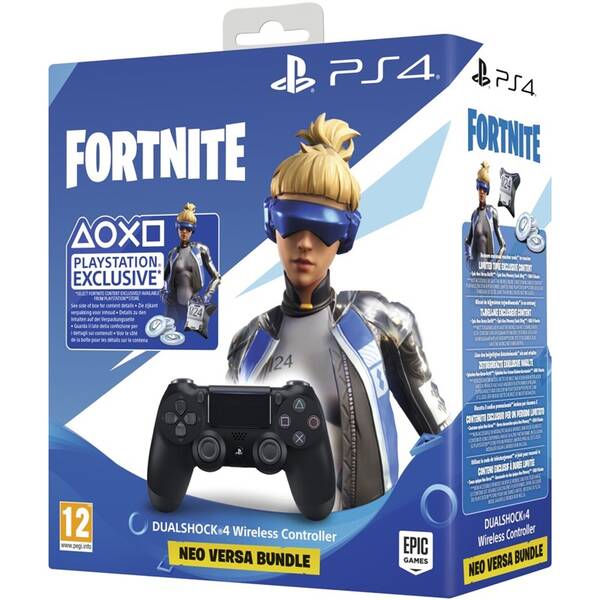Ovládač Sony Dual Shock 4 pro PS4 v2 - černý + Fortnite balíček 

