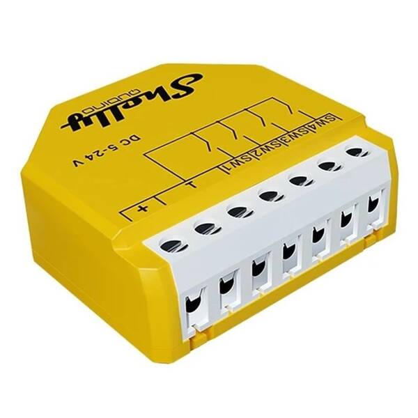 Modul Shelly Qubino Wave i4 DC, modul pre aktiváciu scén, Z-Wave žltý

