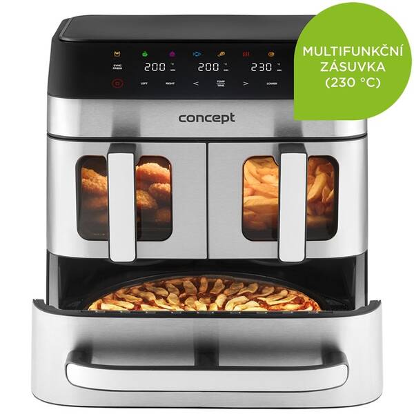 Fritéza teplovzdušná Concept FR9000 PIZZA TRIO 18,5 l čierna/nerez

