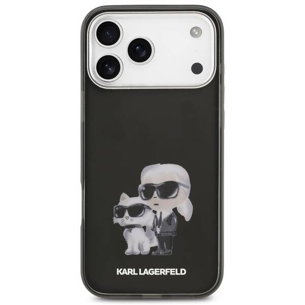 Kryt na mobil Karl Lagerfeld IML Aquarelle Karl and Choupette na Apple iPhone 17 Pro čierny

