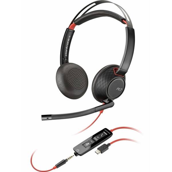 Headset HP Poly Blackwire 5220 USB C + 3,5 mm jack + USB-C/A adaptér čierny

