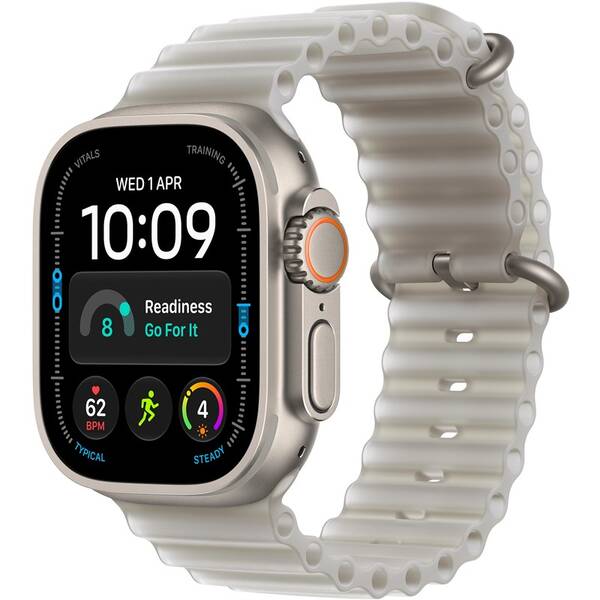 Inteligentné hodinky Apple GPS + Cellular 49 mm přírodní titan, průsvitně šedý oceánský řemínek 

