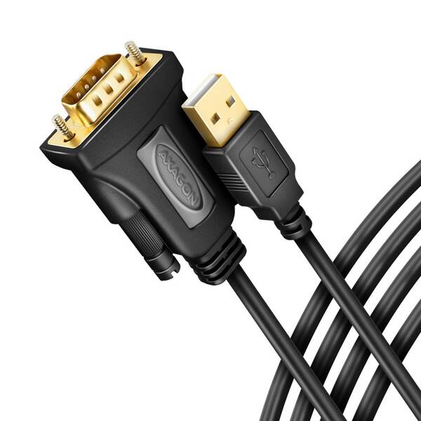 Kábel Axagon USB-A 2.0 - sériový RS-232 FTDI adaptér, 1,5 m čierna

