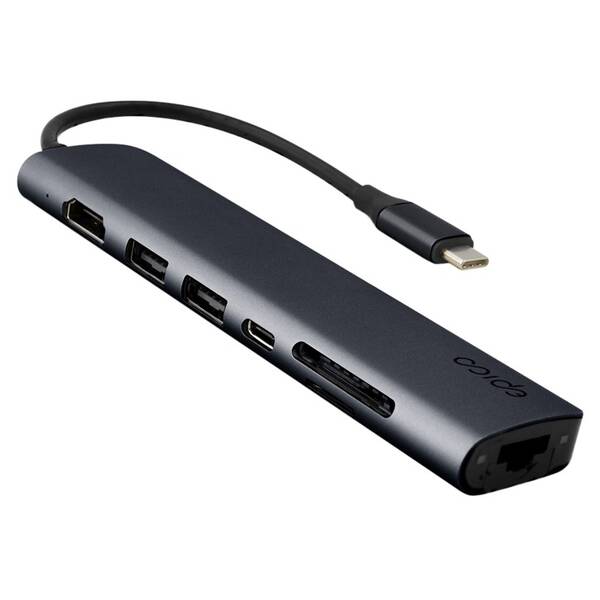 USB Hub Epico 7in1 Multimedia Hub 8K with USB-C čierny

