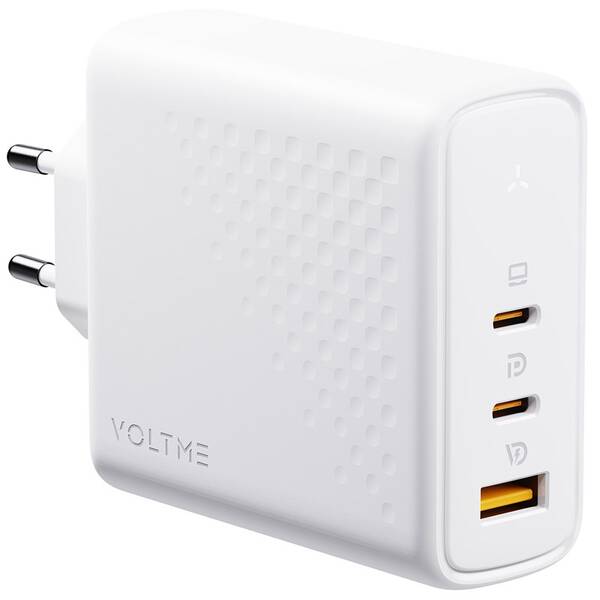 Nabíjačka do siete Voltme Revo 140 2xUSB-C, 1xUSB-A 140W biela

