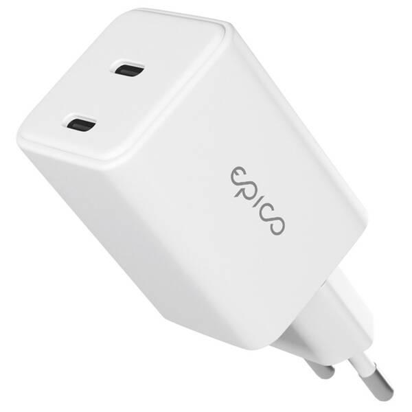 Nabíjačka do siete Epico UltraBoost GaN 45W 2x USB-C biela

