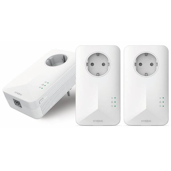Sieťový rozvod LAN po 230V Strong sada 3 adaptérov Powerline 1000 TRI EU/ 1000 Mbit/s/ 1x LAN biely

