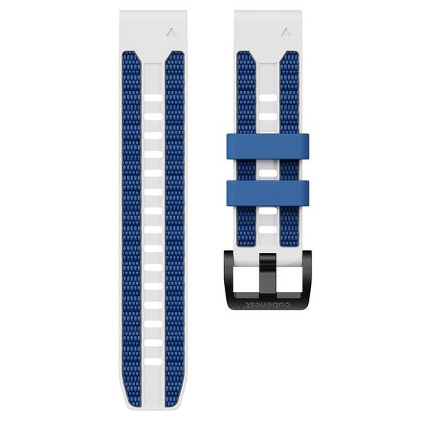 Remienok Cubenest Premium Silicone Garmin QuickFit Band 22mm biely/modrý


