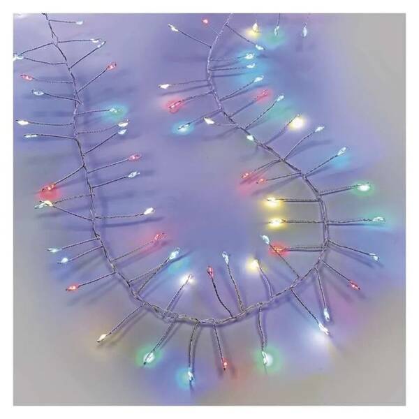 LED reťaz EMOS na cívce, nano, stříbrný, 14,4 m, venkovní i vnitřní, multicolor, časovač strieborný

