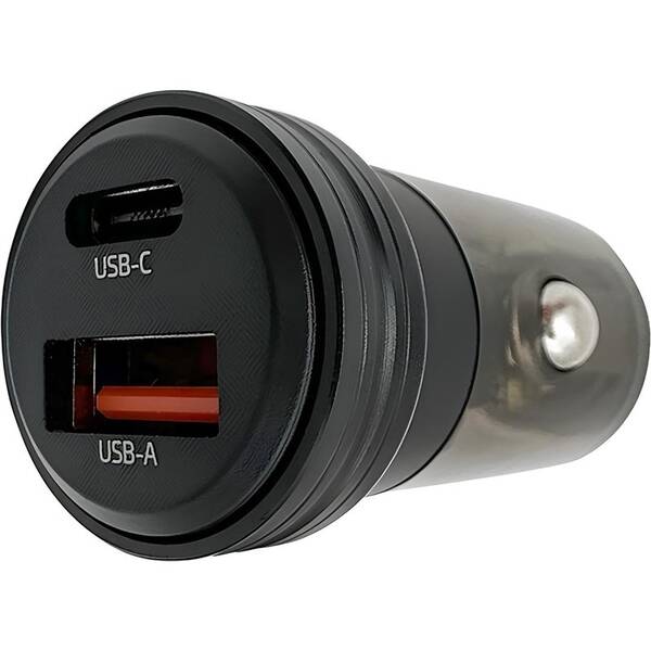 Adaptér do auta Solight 30W 1x USB-C 1x USB-A čierny

