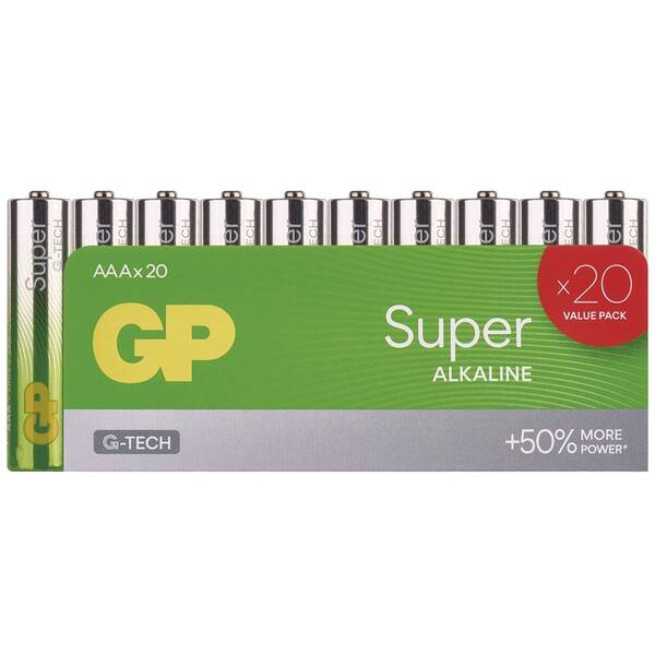 Batéria alkalická GP Super Alkaline AAA (LR03), 20 ks 

