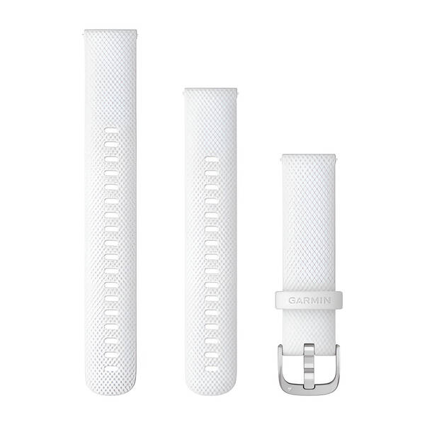 Remienok Garmin Quick Release 18mm, silikónový biely, strieborná pracka strieborná/biela

