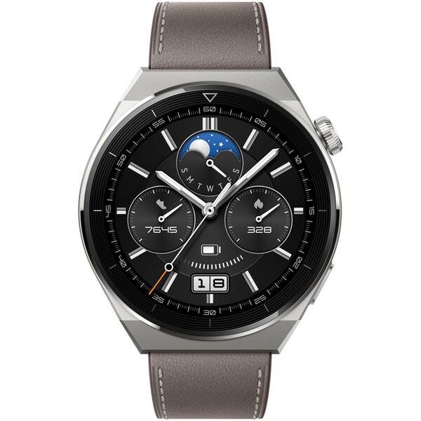 Inteligentné hodinky Huawei Watch GT 3 Pro 46 mm - Light Titanium Case + Gray Leather Strap 

