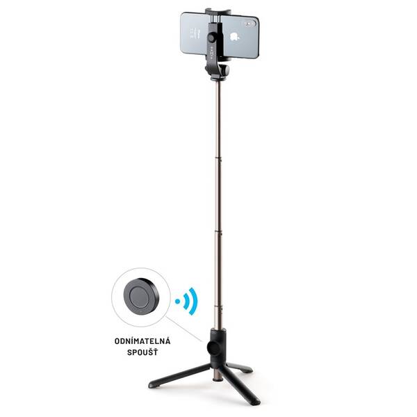 Selfie tyč FIXED Snap Lite s tripodom a bezdrôtovou spúšťou čierna

