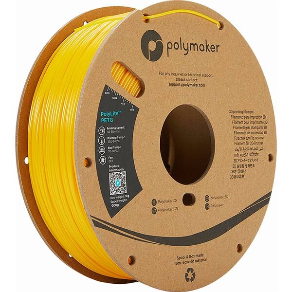 Tlačová struna (filament) Polymaker PolyLite PETG, 1,75 mm, 1 kg žltý

