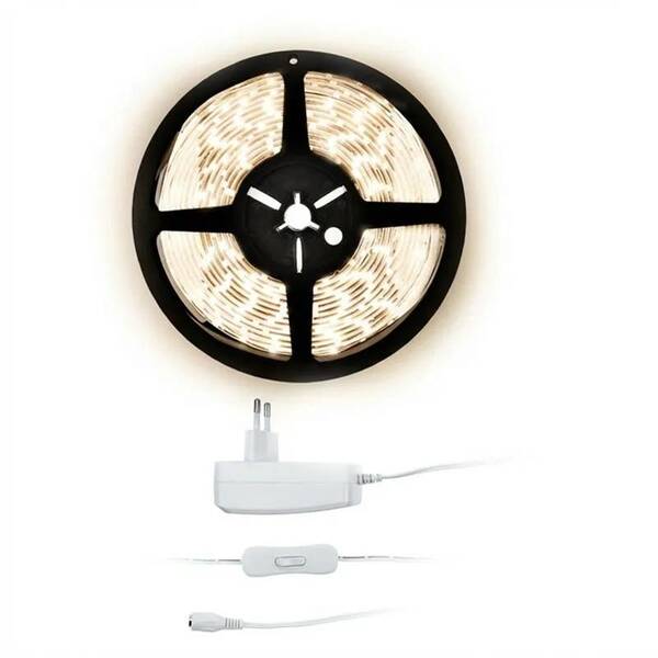LED pásik Solight WM50N-20T, 5m, sada s 12V adaptérem, 4,8W/m, IP20 biely

